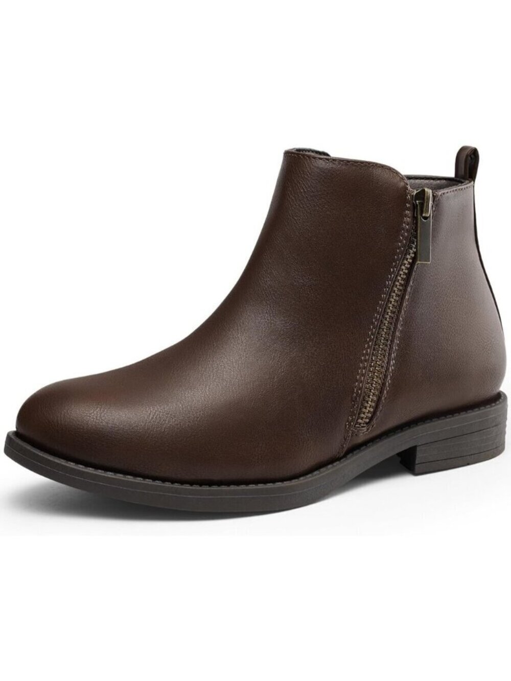 Women's Ankle Brown Boots Short Flat Low Heel Dress Chelsea Casual Classic